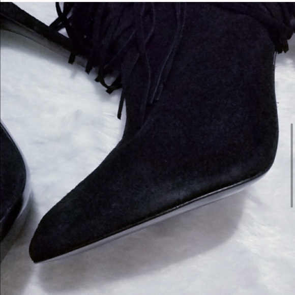 Zara Fringed Leather Suede Heels Ankle /Booties - Picture 8 of 8